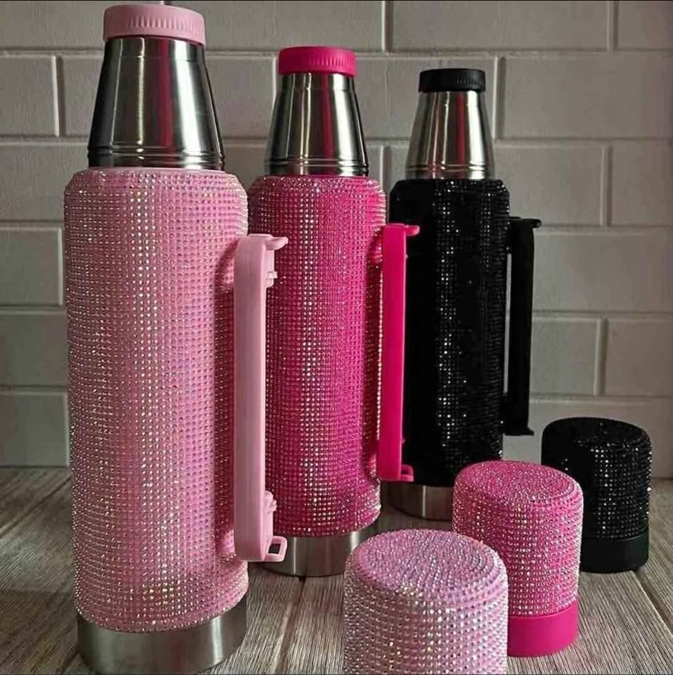 Set Termo 1200ml + Mate 260ml Acero Inox Diamante BRILLANTE Strass - Image 4