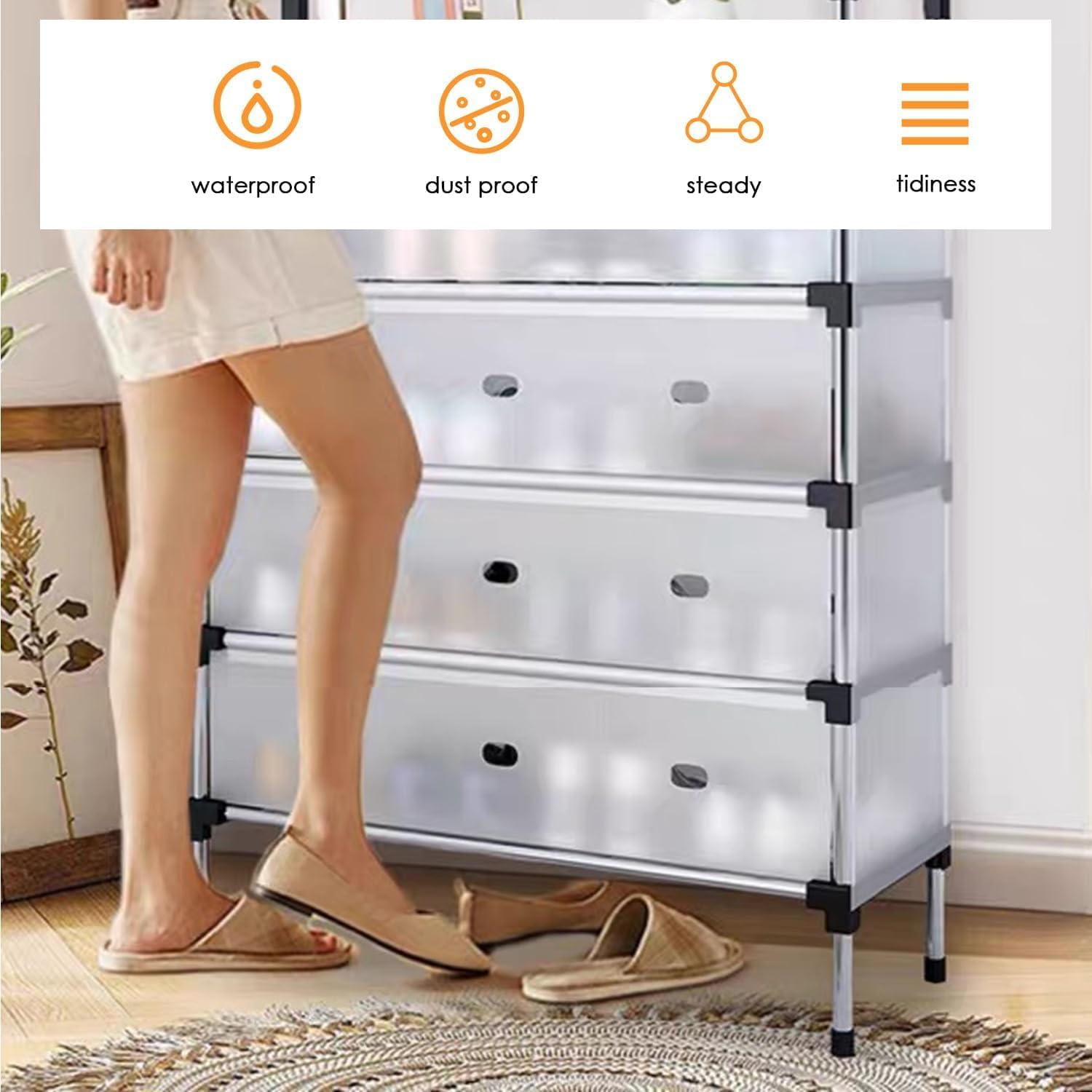 Zapatero de 6 Niveles con Capas Antipolvo 66*30*113cm FC-06 - Image 2