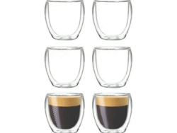 Set X6 Vasos Tazas Doble Pared De Vidrio