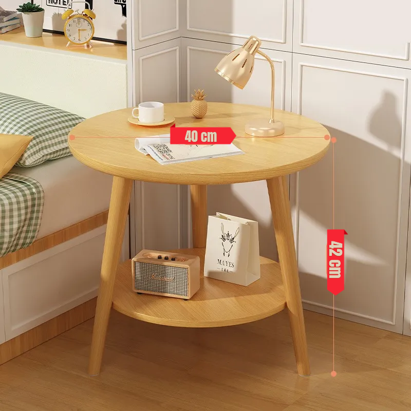 Mesa De Centro Minimalista De Madera Mesa Lateral 2 Estantes YZ-004 - Image 2