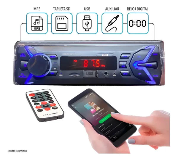 Stereo Para Auto Alien Tech Mod1123 Usb Aux Sd Fm Display - Image 2
