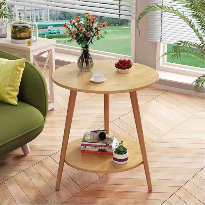 Mesa De Centro Minimalista De Madera Mesa Lateral 2 Estantes YZ-004 - Image 3