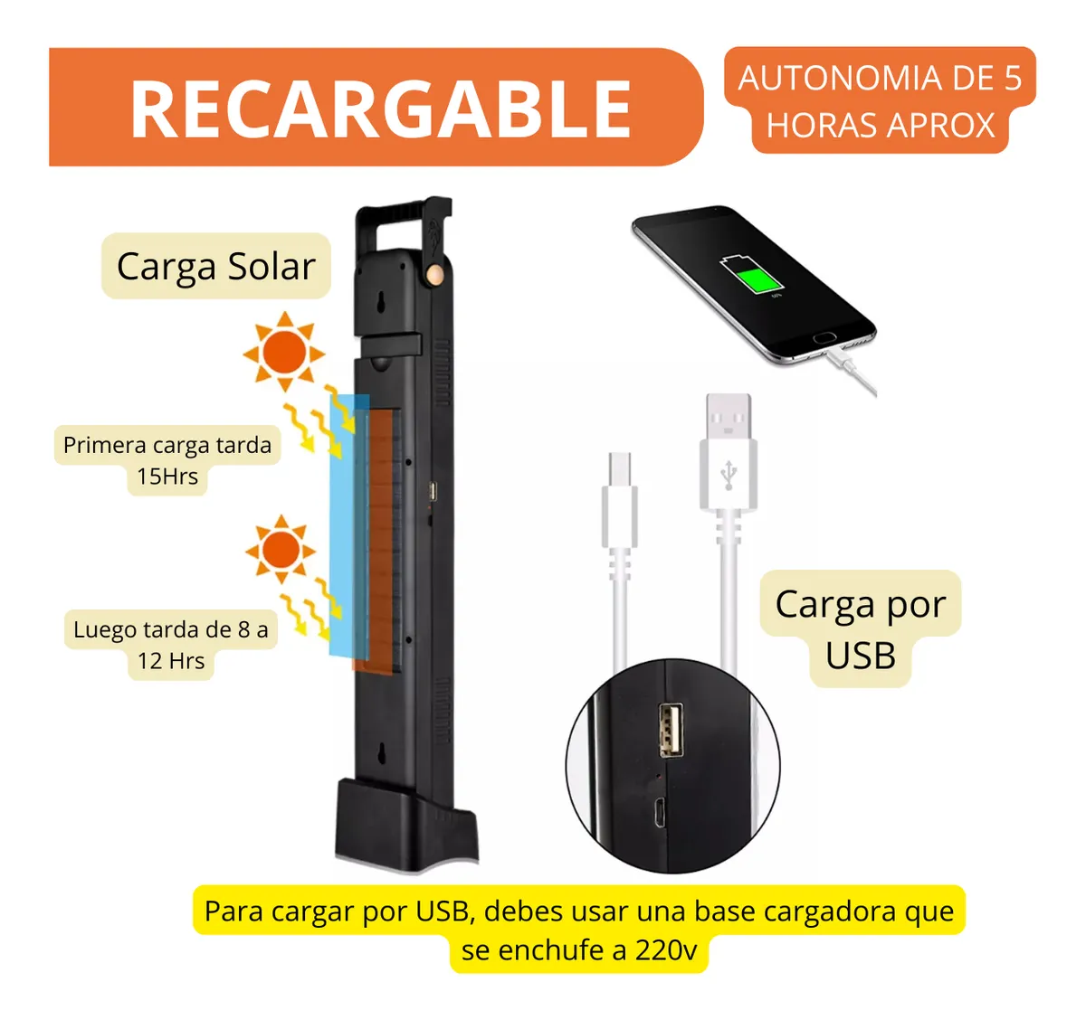 Luz de Emergencia Solar USB OR-0809 48 LED - Image 3