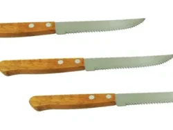 Cuchillos Mango Madera Acero Inoxidable Set X3 Cubiertos