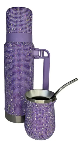 Set Termo 1200ml + Mate 260ml Acero Inox Diamante BRILLANTE Strass - Image 2