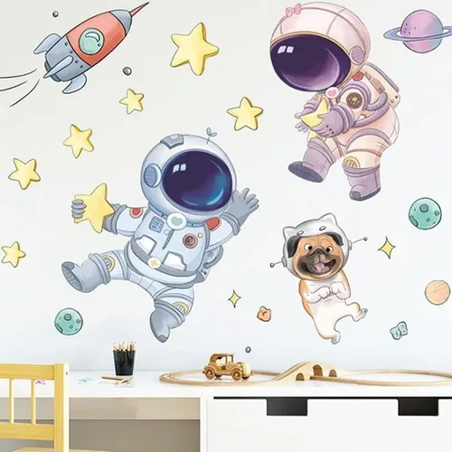 Vinilo Autoadhesivo Infantil Mural Pared Astronauta 90x30cm - Image 2