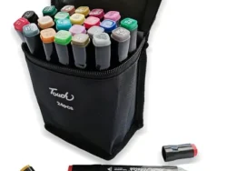 Set 24 Marcadores Doble Punta Con Estuche Plumones Artístico