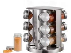Especiero Condimentero Giratorio Set 12 Frascos Acero GN-0036 Gentil