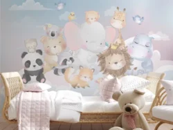 Vinilo Autoadhesivo Infantil Mural Pared Animales 25x70cm