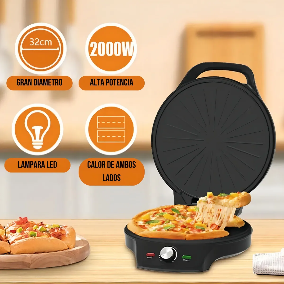 Pizzera Electrica Oryx OR-PZ200 Antiadherente 2000w Advenco - Image 2