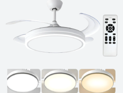 Ventilador Techo Led Retráctil OM VTR301B 107cm Motor Bldc 80w