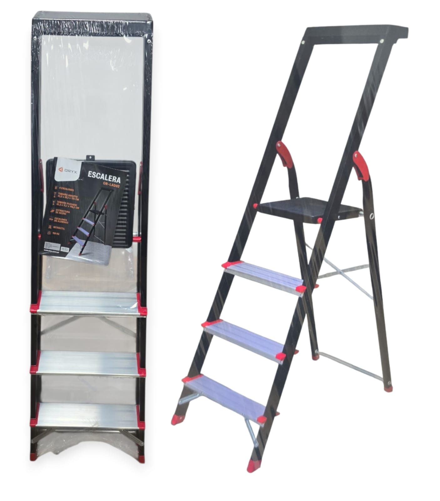 Escalera Plegable Aluminio 4 Escalones Oryx OR-LAD02 - Image 2