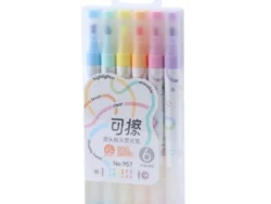 Resaltador Marcador X6 Colores Doble Punta Borrable No.957