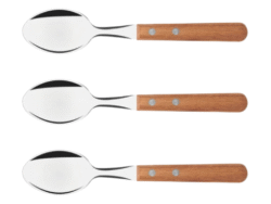 Cucharas Mango Madera Acero Inoxidable Set X3 Cubiertos