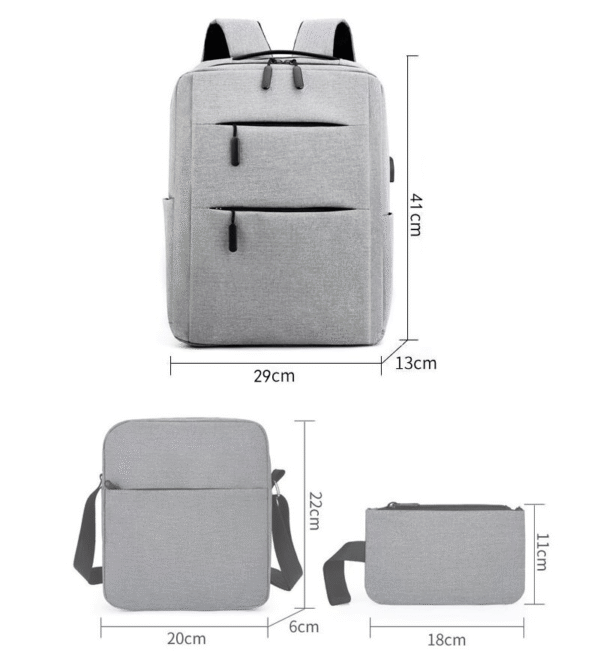 Kit Mochila Antirrobo Urbana Para Notebook Morral Estuche 3 en 1 - Image 3