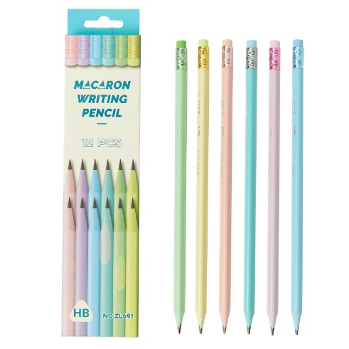 Lapices De Colores 12 Pcs Punta Negra Marcaron NO.ZL691