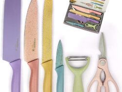 Set De 6 cuchillos de cocina coloridos con revestimiento antiadherente