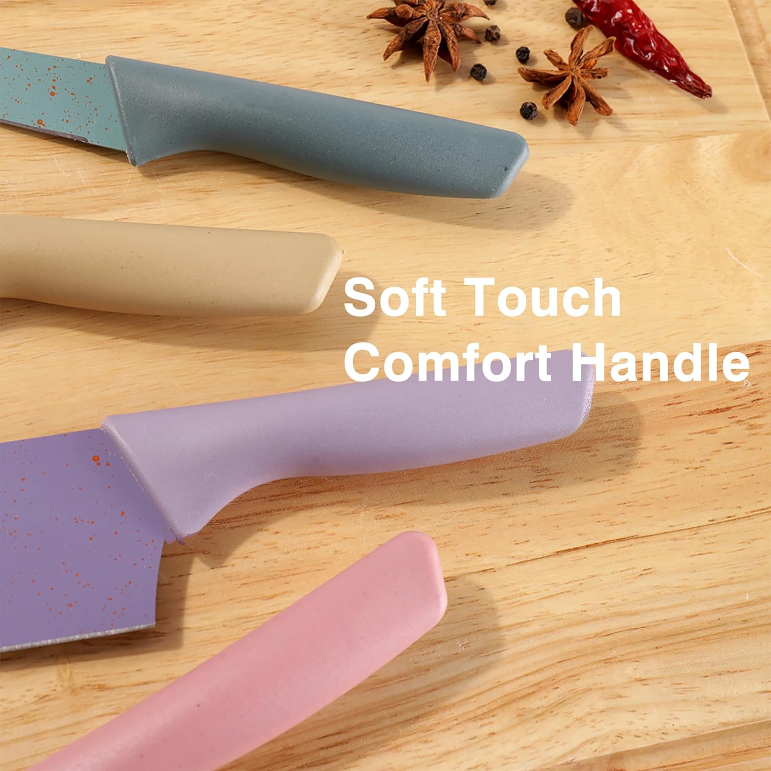 Set De 6 cuchillos de cocina coloridos con revestimiento antiadherente - Image 3