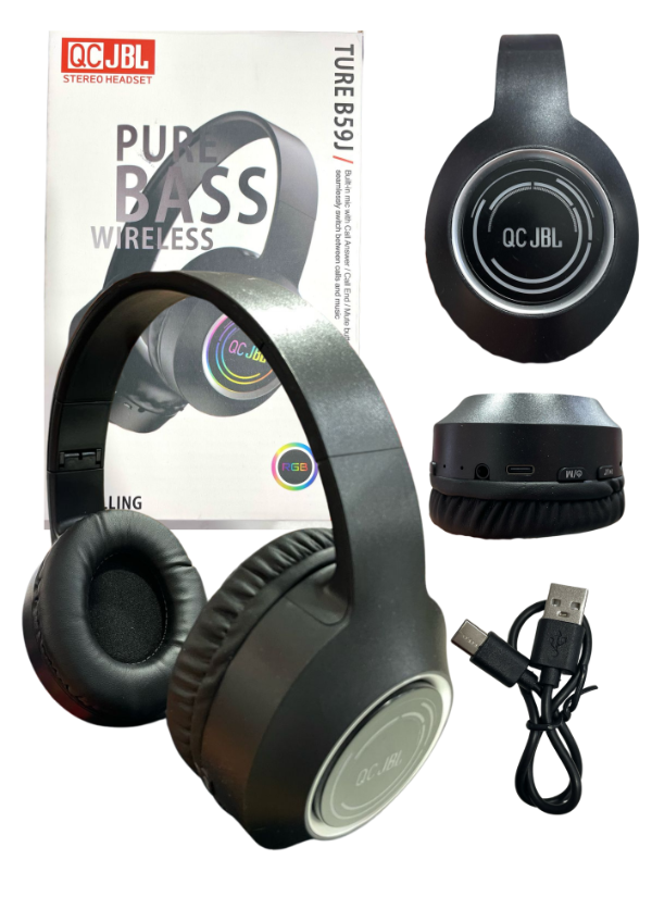 Auricular Vincha Bluetooth con Luces RGB QCJBL TURE B59J - Image 2