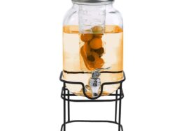 Dispensador de bebidas vintage de vidrio de 4L con soporte de metal HOG0371