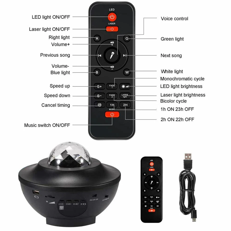 Proyector de luz nocturna estrellada LED Con Control - Image 4