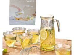 Juego de Jarra y 4 Vasos De Vidrio Jk-4193-01