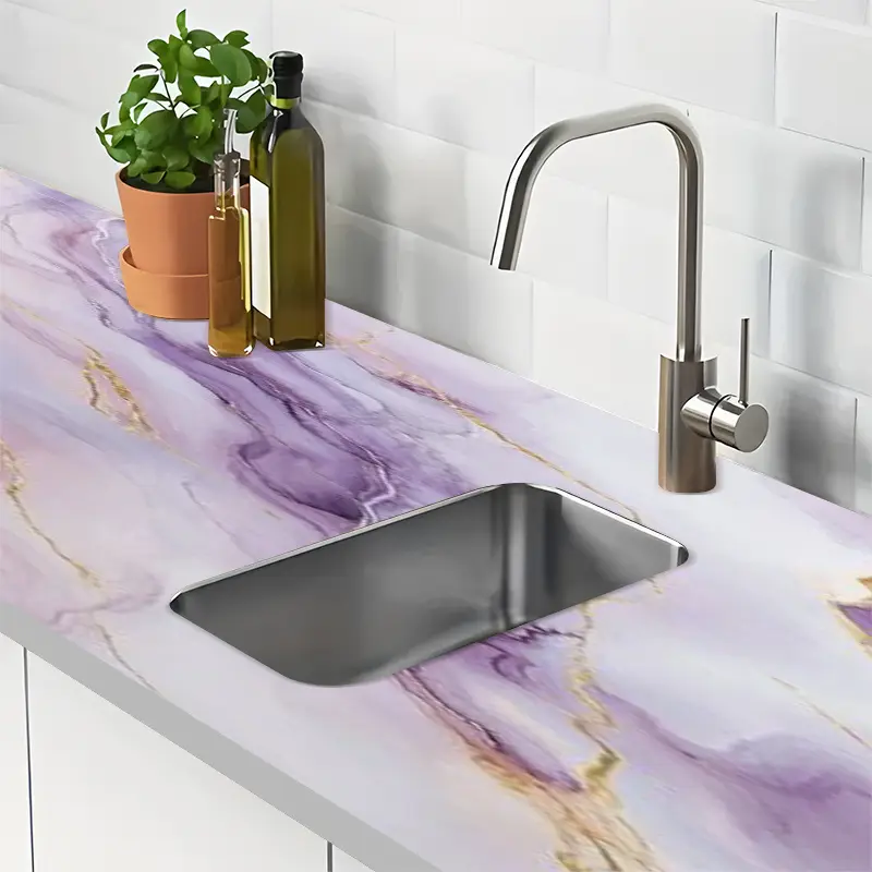 Lamina Vinilo Simil Marmol Violeta Lila Dorado 40*80 BR088L - Image 4