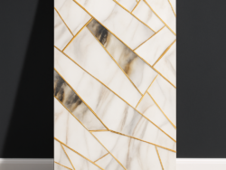 Lamina Vinilo Simil Marmol Blanco Formas Doradas 40*80 BR098L