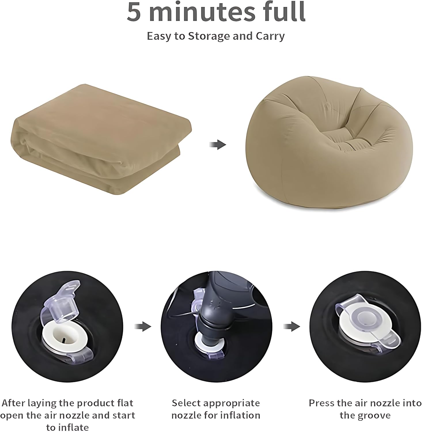 Sillon inflable individual de 110 x 110 x 85 cm JK-1208 - Image 5