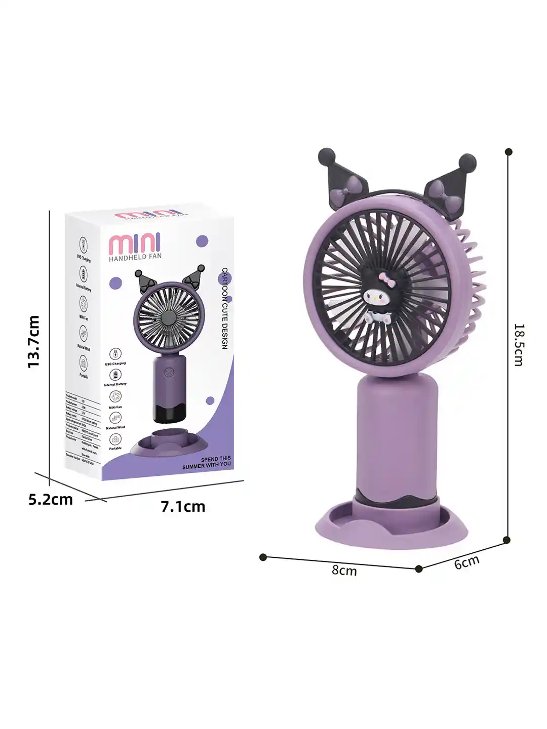 Mini Ventilador De Mano Fan Series Diseños Cartoon Con Accesorio - Image 2