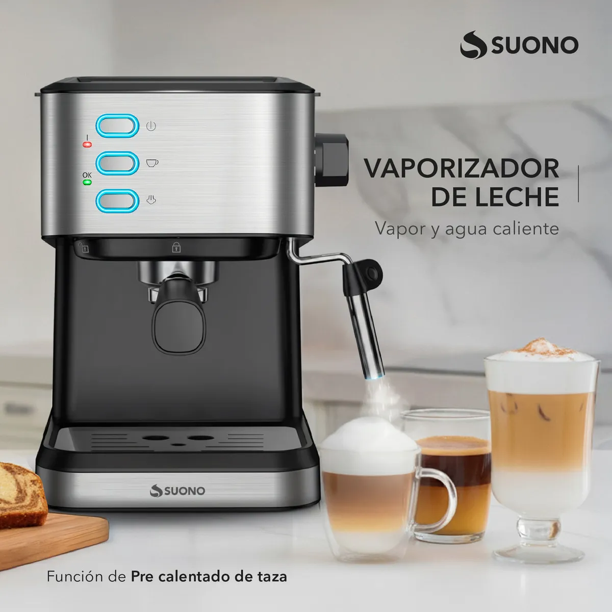 Cafetera Suono 20 Bar Acero Inoxidable 1050w Acero Inoxidable HOG0389ACE - Image 8