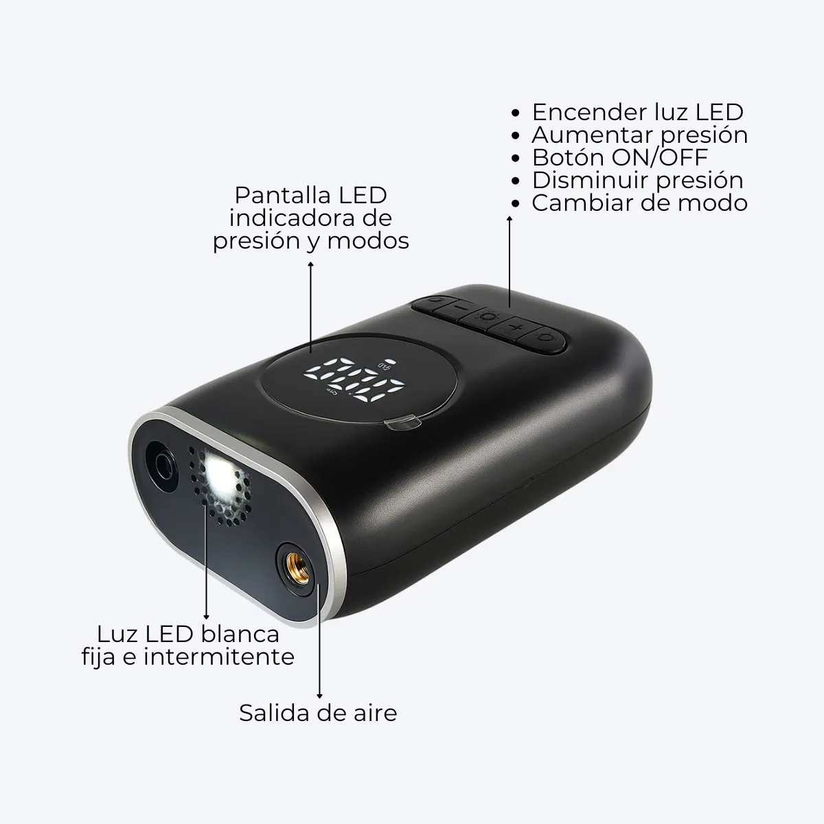 Compresor De Aire Mini 12v Para Auto Moto Bici Luo LU-4989 - Image 2