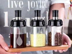 Set 3 Especieros Vidrio Cucharita Deco Cocina Color Transparente VP-H