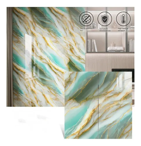 Lamina Vinilo Simil Marmol Verde Dorado Blanco 40*80 BR085L - Image 4