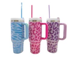 Vaso Quencher Térmico Glam 1200ml con Brillos Diseños Animal Print
