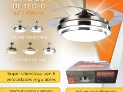 VENTILADOR TECHO 42" METALICA DOBLE PISO ASPA GIRA DOBLE