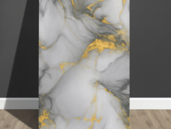 Vinilo Simil Marmol Blanco Negro Dorado BR036L