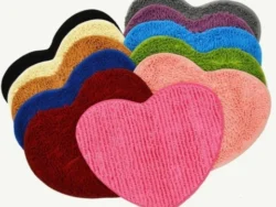 Alfombra De Baño Antideslizante Forma De Corazon Suave Absorbente Shaggy