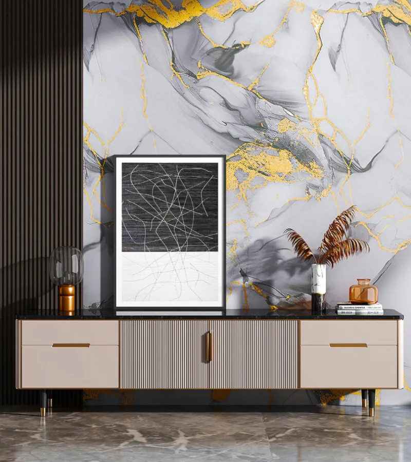 Vinilo Simil Marmol Blanco Negro Dorado BR036L - Image 4