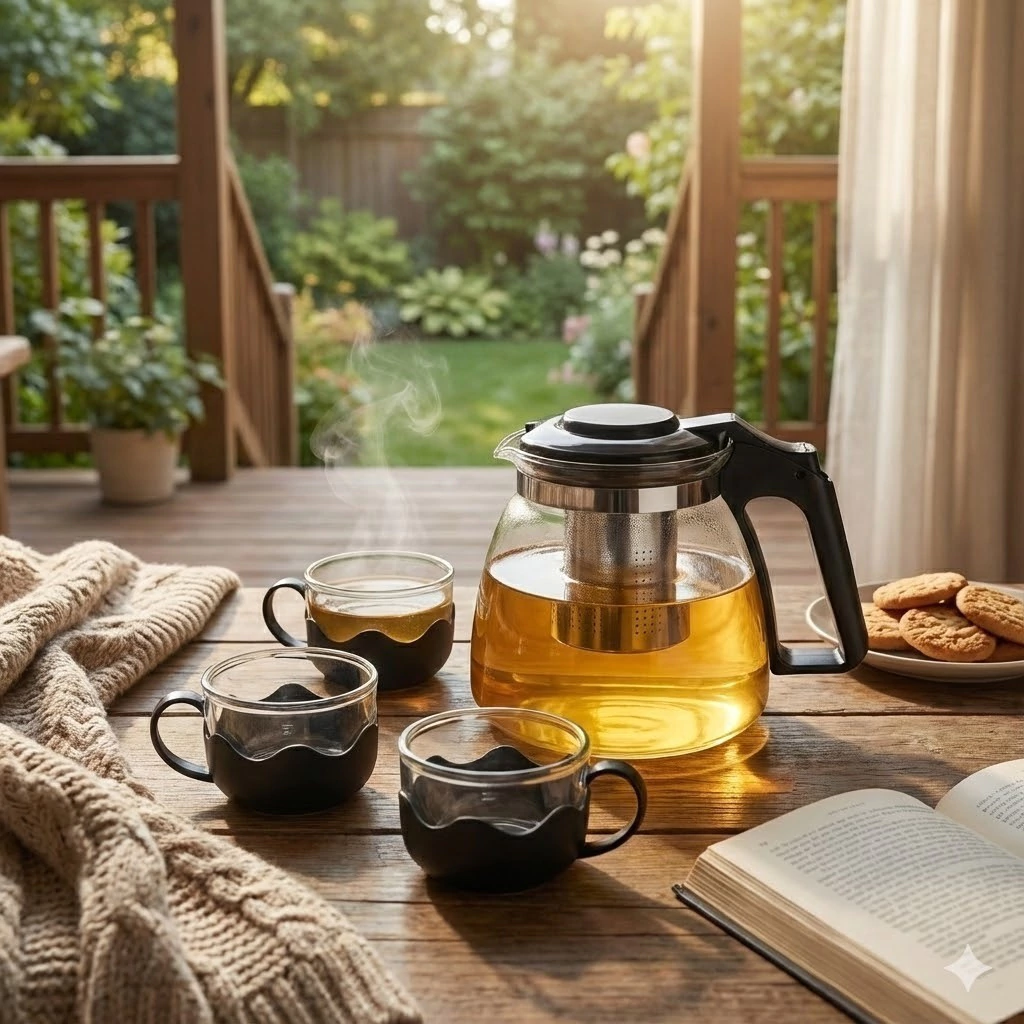 Tetera infusora de 1 litro con 4 tazas de acero inoxidable TEA-001 - Image 3