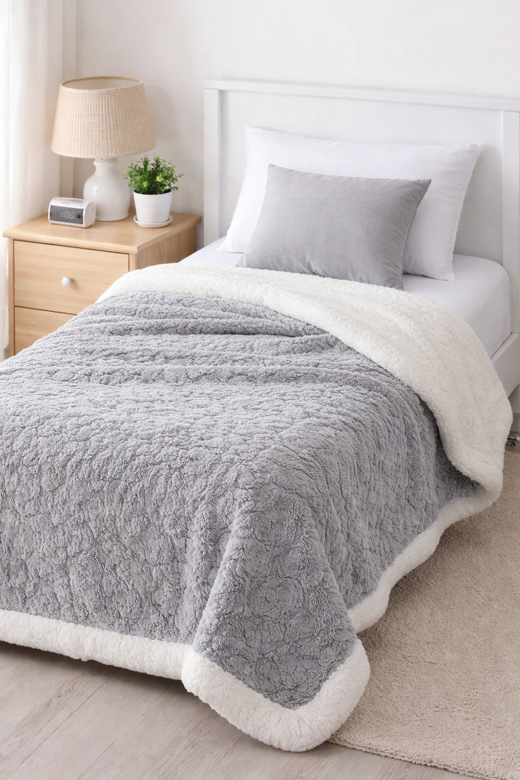 Acolchado Manta Corderito Con Relieve Grande De 180*220cm