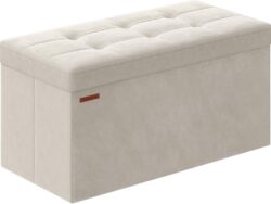 Puff Con Cajonera 76 x 38 x 38cm Color Blanco EA-348