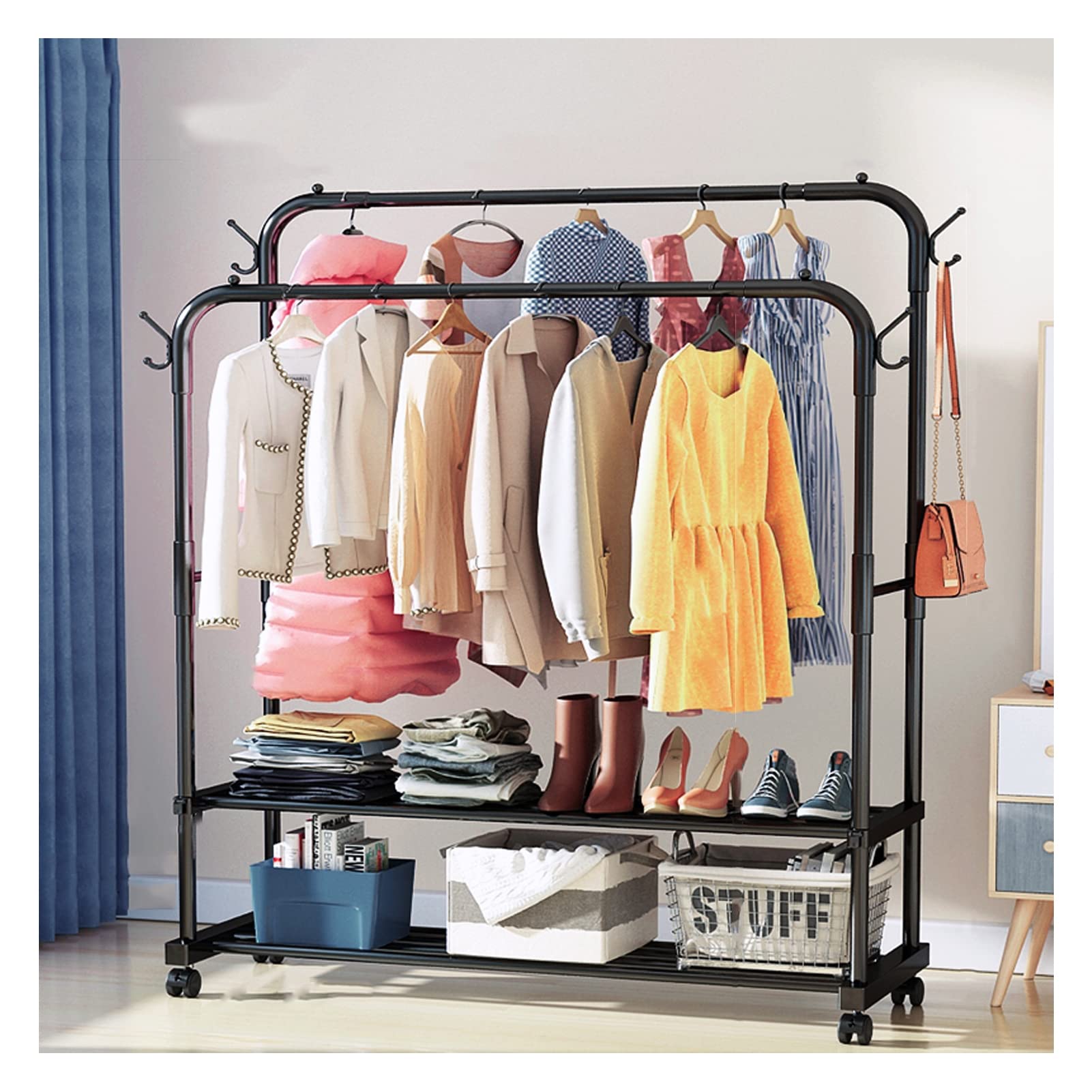 Perchero Rack Organizador De Ropa Doble 2 Niveles De Zapato 110X150X57 2128 - Image 2