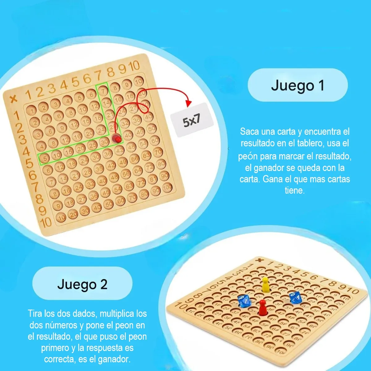 Juego De Multiplicar Didáctico Madera Tabla MD 69 - Image 9