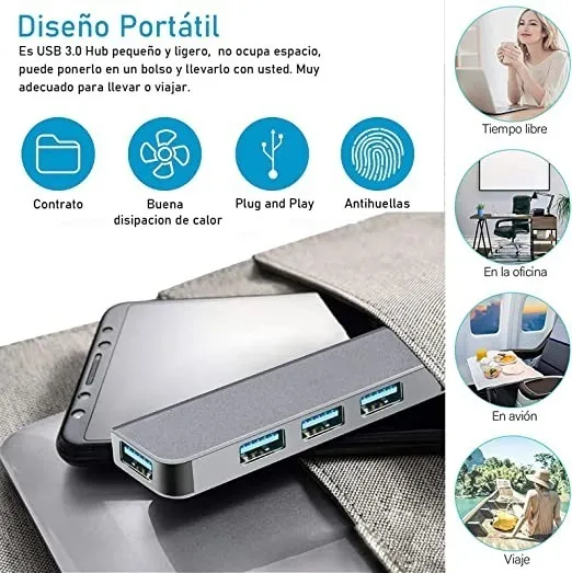 Hub USB 4 en 1 Tipo C con Adaptador USB USB 3.0 Lambo Tech - Image 3