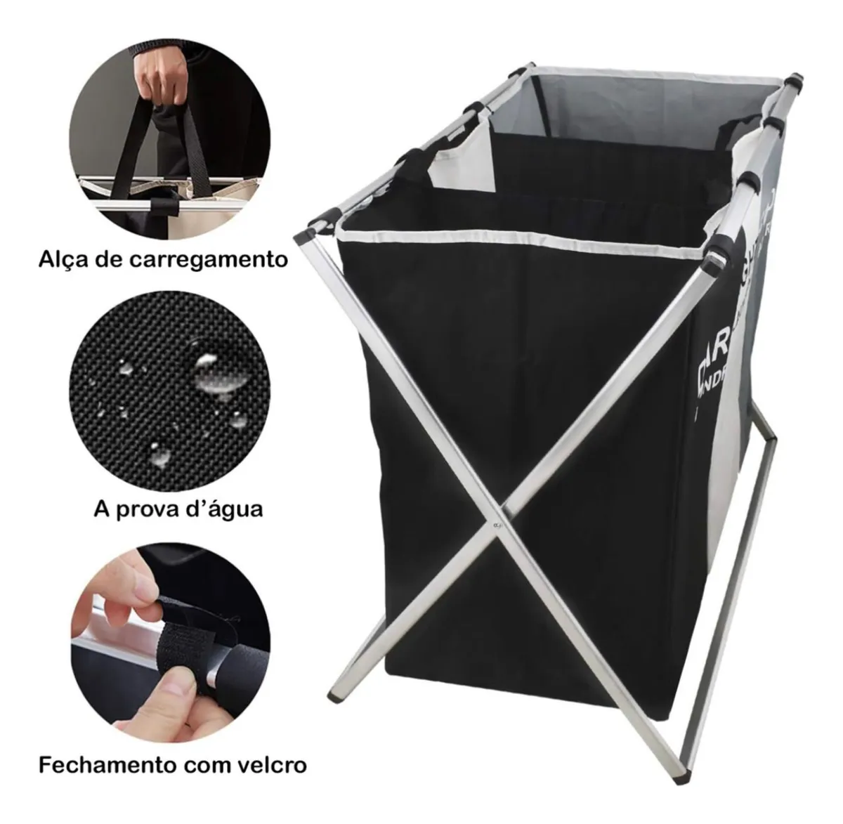 Cesto Canasto 2 Divisiones Laundry Plegable Ropa Sucia EA-494 Chico - Image 4