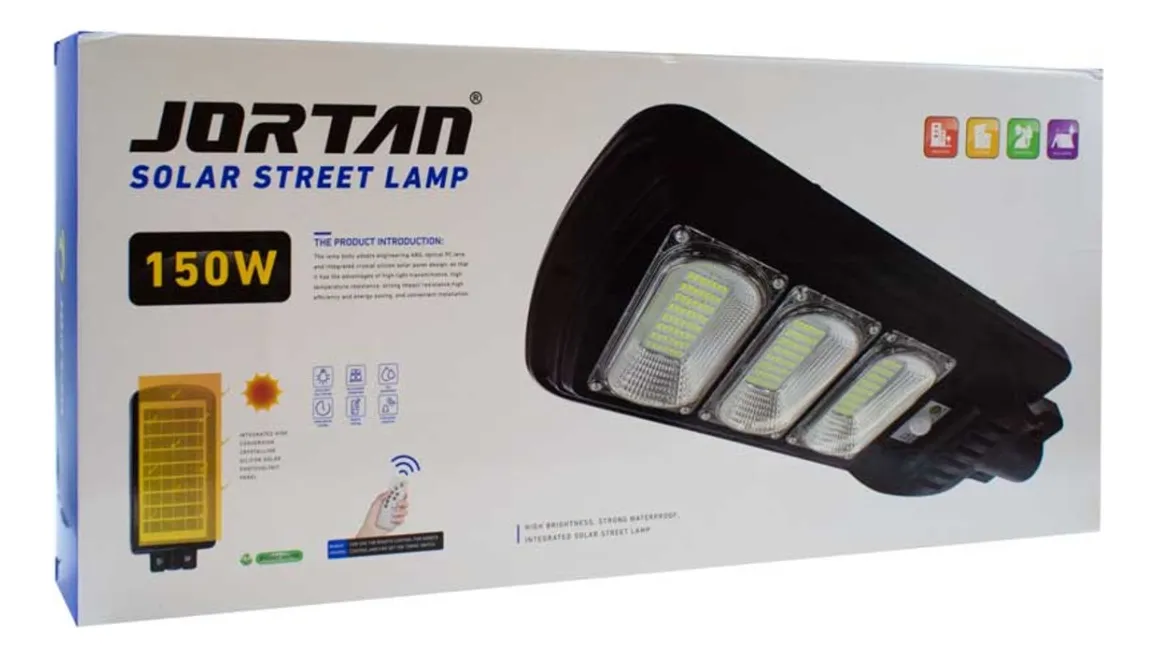 Reflector Led Solar Jortan 150W Sensor Movimiento AV5558