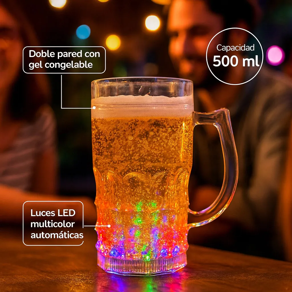 Vaso De Cerveza Doble Capa Luz Led Creativo Fiestas 500ml CHOP-A OSR - Image 2