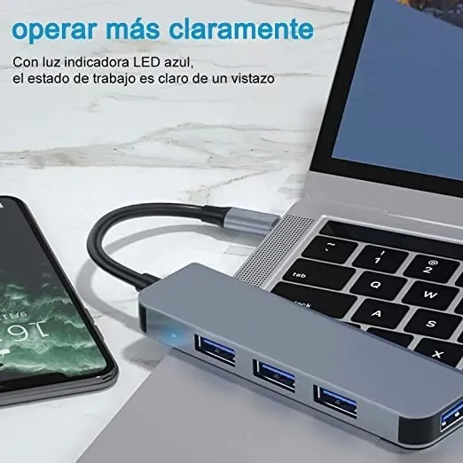 Hub USB 4 en 1 Tipo C con Adaptador USB USB 3.0 Lambo Tech - Image 6