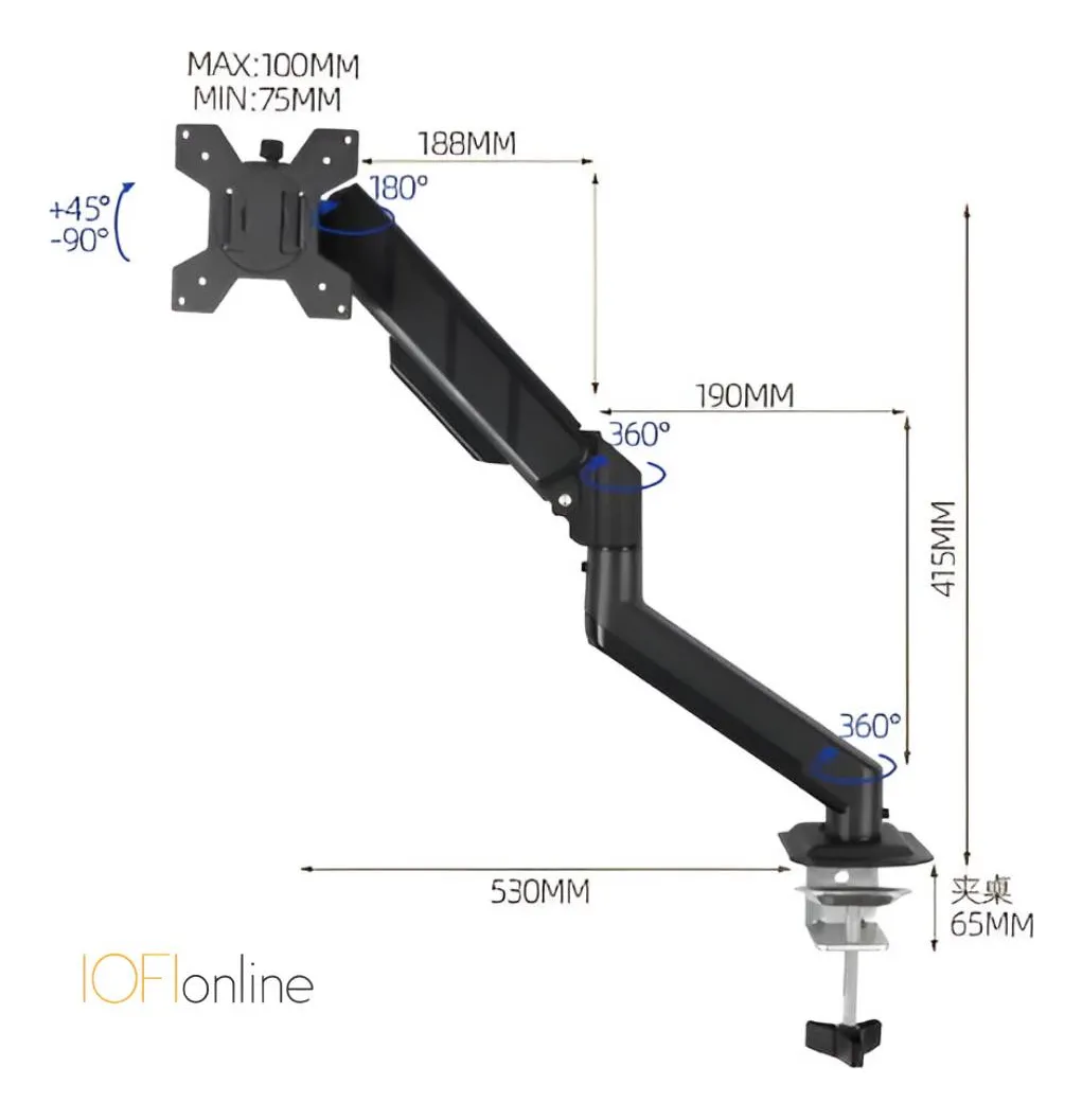 Soporte Hidraulico Iofi Dy-01 De Mesa Tv/monitor 17 A 32 Negro - Image 3